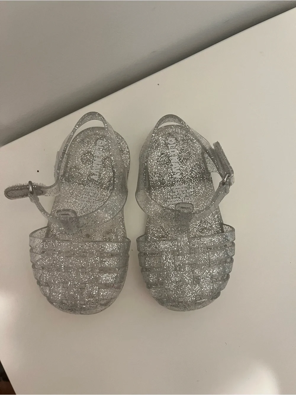 Old Navy Kids' Silver Glitter Jelly Sandals